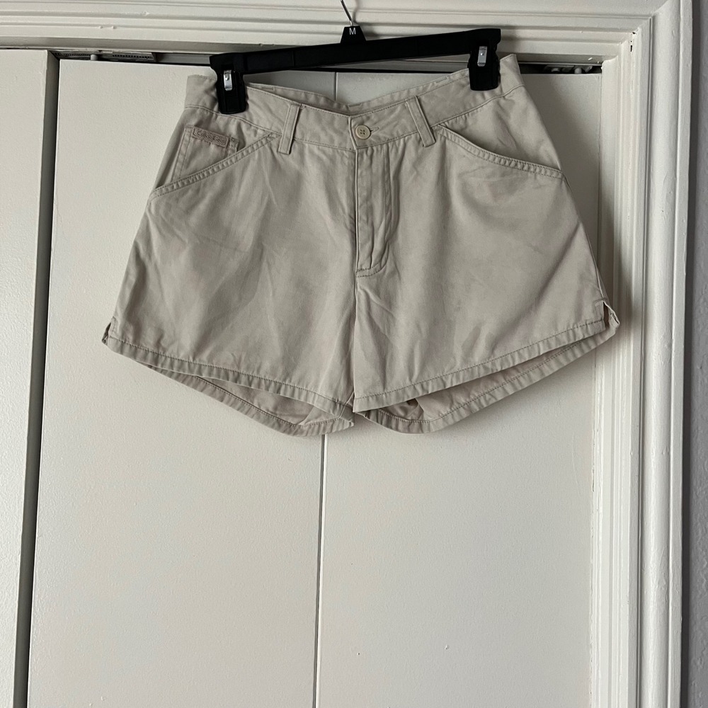 Cotton High Waist Mom Shorts Vintage Style Casual‎ Khaki Beige Size 5